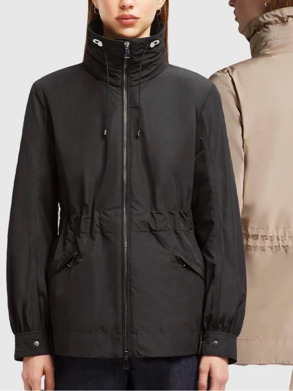 Moncler Enet Navy Technical Twill Hooded Jacket Size 2
